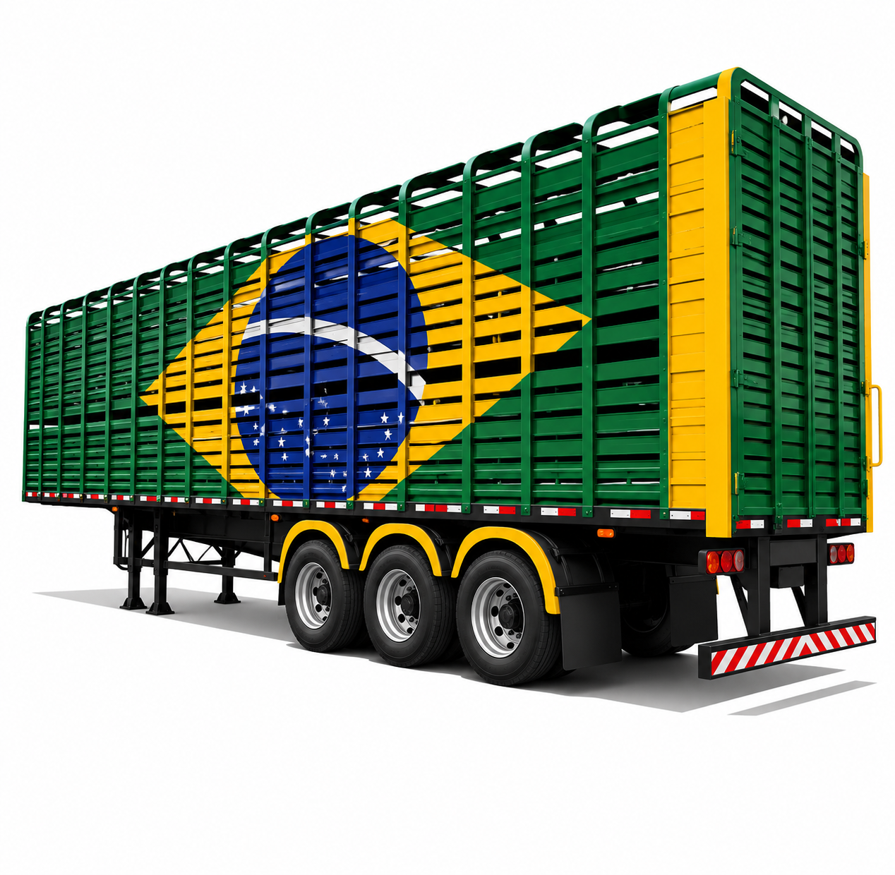 Carreta boiadeira miniatura com a bandeira do Brasil